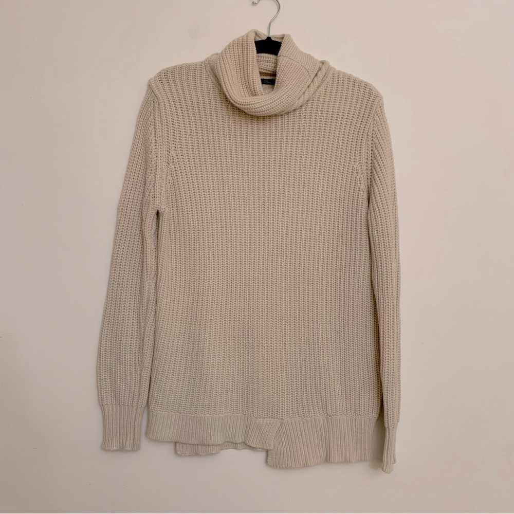 Zara Chunky Cotton Knit Asymmetric Hem Turtleneck Sweater